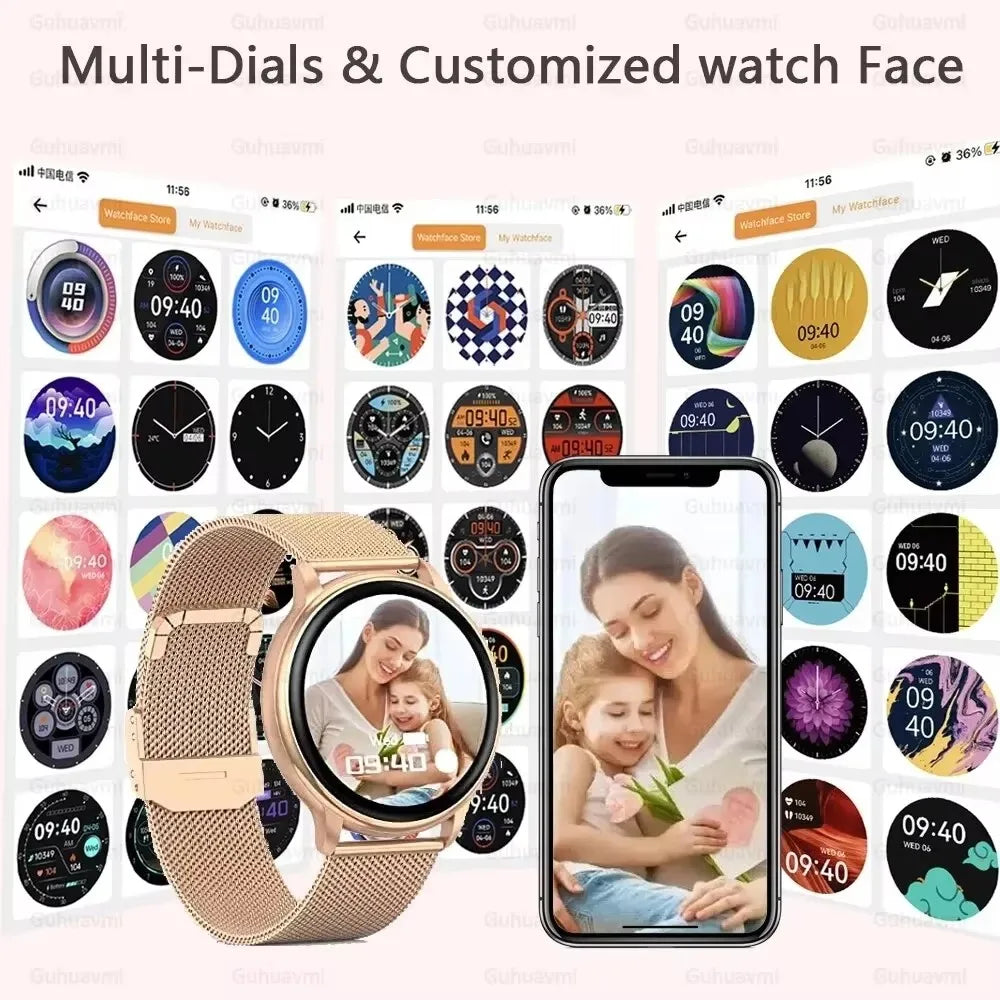 2024 New Ultra-thin Durable GPS Smart Watch Women 466*466 Screen Heart rate Blood Pressure Bluetooth Call Health Smartwatch Lady