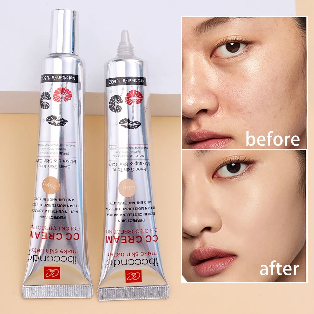 Moisturizing 45ml CC Cream Natural Lasting Face Liquid Foundation Brightening Whitening Skin Color Waterproof Concealer Cream