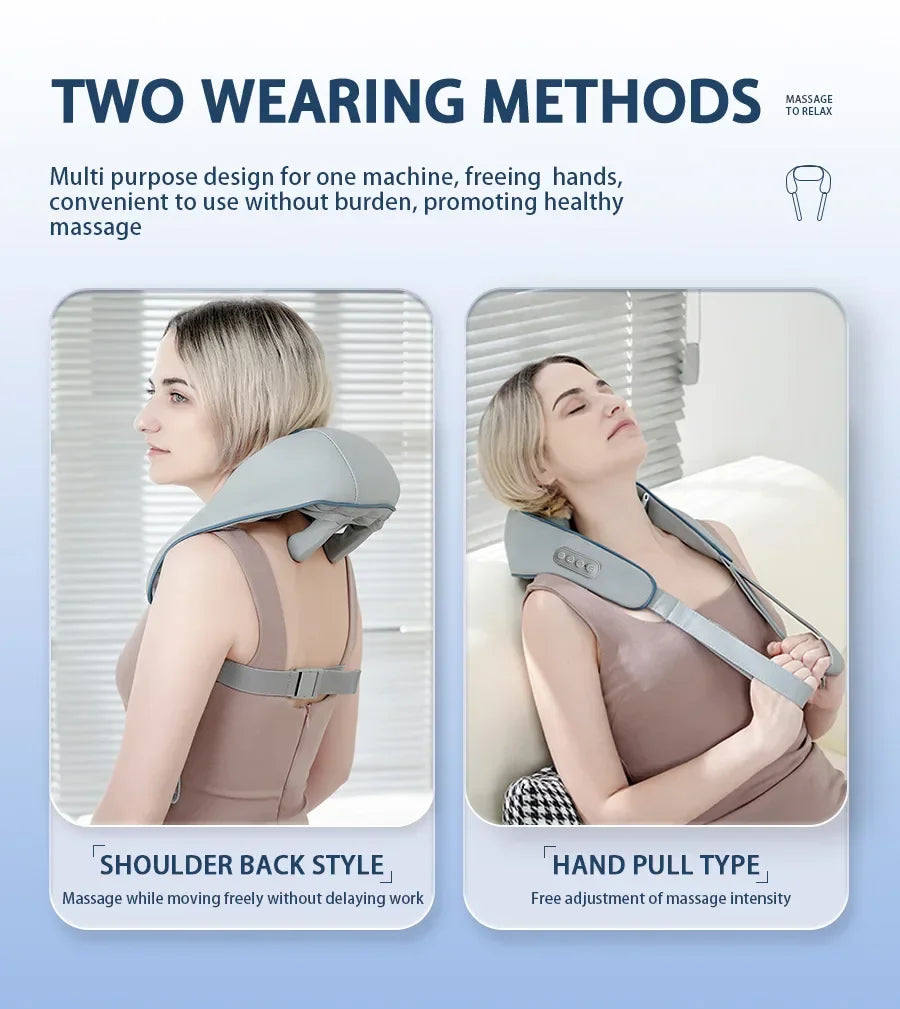 New Portable Mini Relaxer Dredge Kneading Smart Electric Wrap Heated Trapezius Muscle Neck Multifunctional Shiatsu Massage Shawl