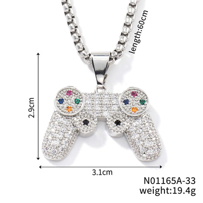 RAKOL Trendy Gamepad Lightning Stainless Steel Necklaces For Women Men Gold Color Metal Necklace Party Everyday Jewelry