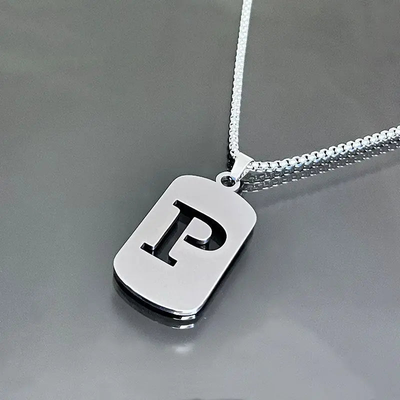 Fashion Punk Initial Tag Letter Stainless Steel Pendant Necklaces For Men Women Wholesale Jewelry lot